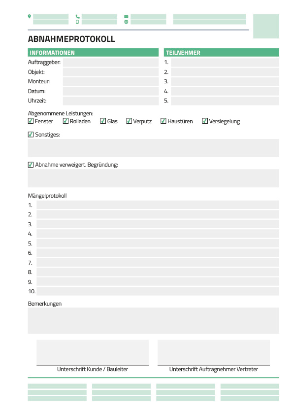 Abnahmeprotokoll