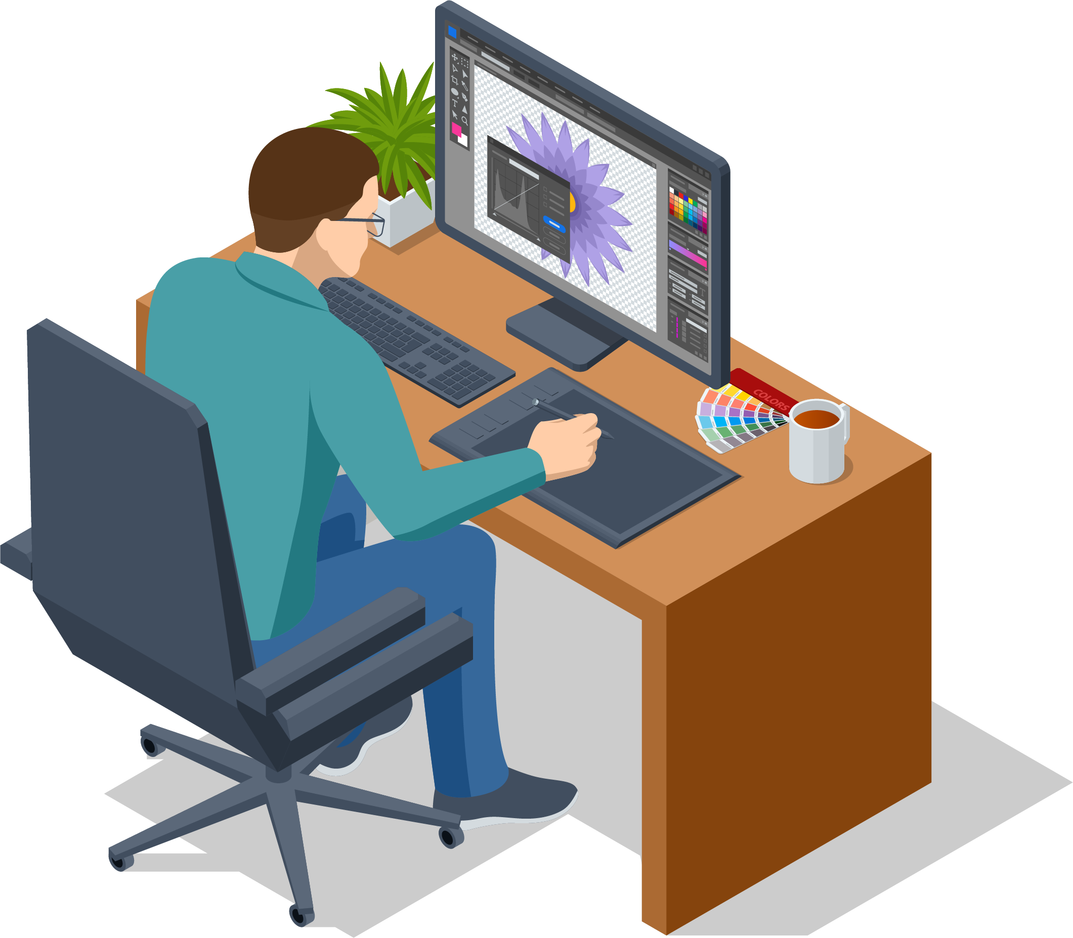 Grafikdesigner am Arbeitsplatz