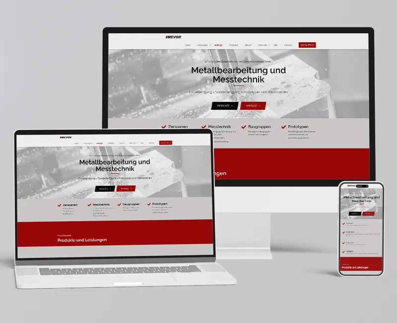 Webseite MEVOR Metallbearbeitung und Vorrichtungsbau GmbH 