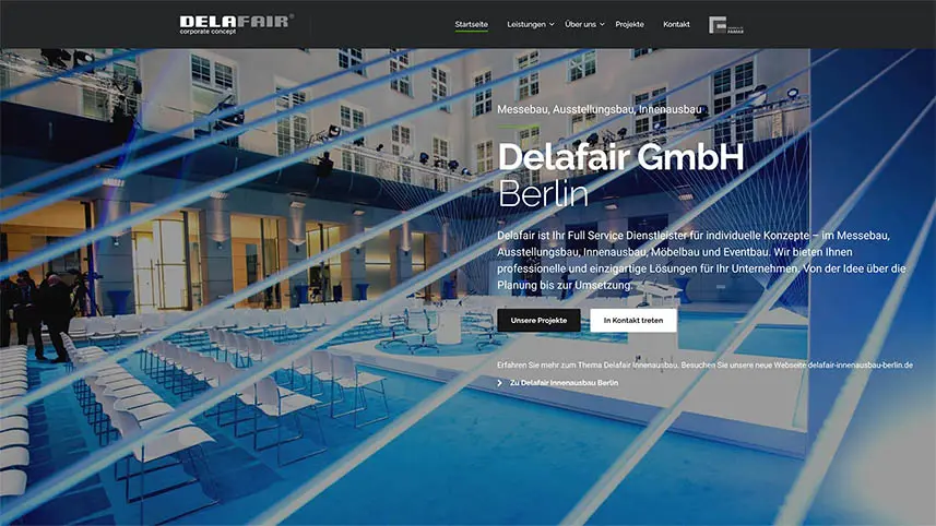 Website-Screenshot der Delafair GmbH