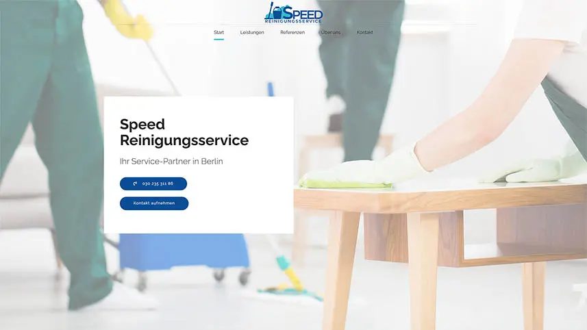 Website-Screenshot des Speed Reinigungsservices
