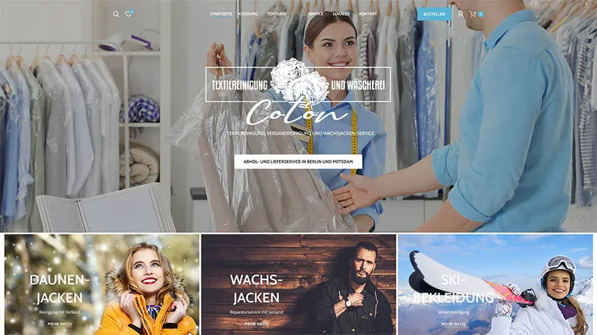 Website-Screenshot der Textilreinigung Coton
