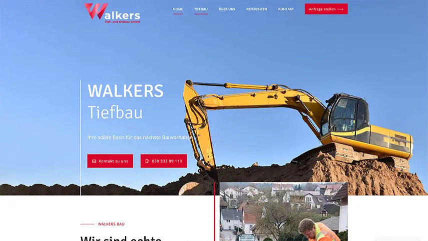 Website-Screenshot der Walkers Bau GmbH