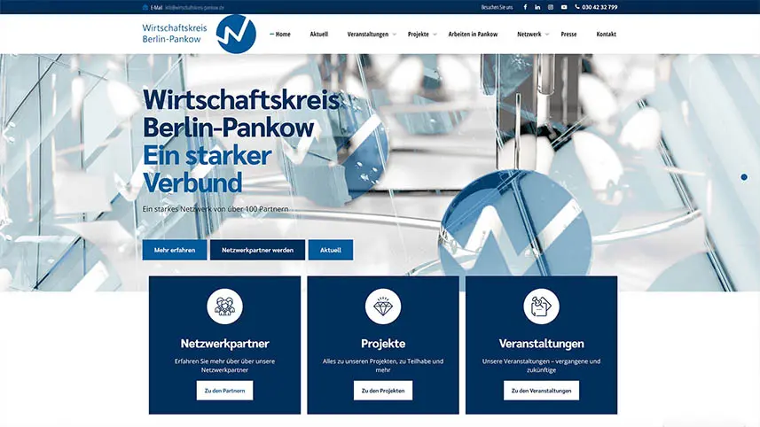 Website-Screenshot der Wirtschaftskreis Berlin-Pankow e. V.